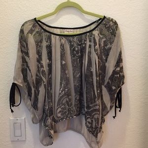 Boho style see-through printed top